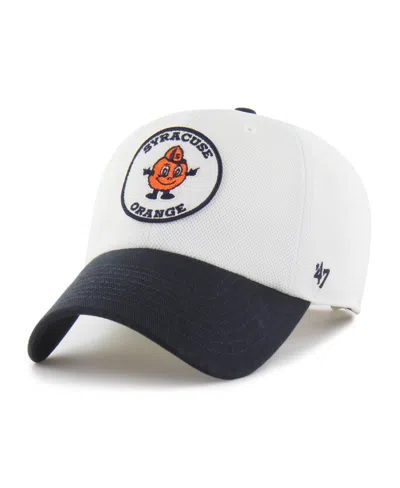 47 Brand Men's And Women's White/navy Syracuse Orange Pique Patch Clean Up Adjustable Hat In White,navy