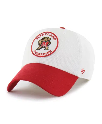 47 Brand Men's And Women's White/red Maryland Terrapins Pique Patch Clean Up Adjustable Hat In White,red