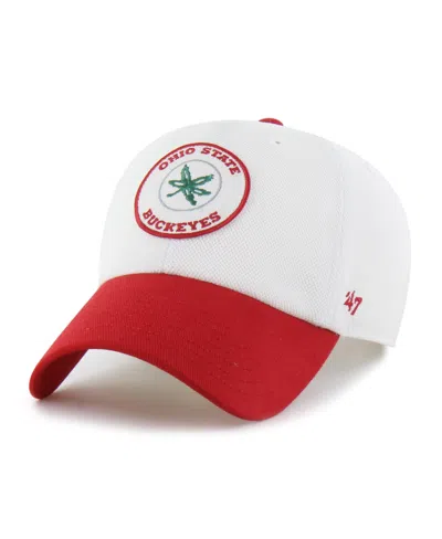 47 Brand Men's And Women's White/scarlet Ohio State Buckeyes Pique Patch Clean Up Adjustable Hat