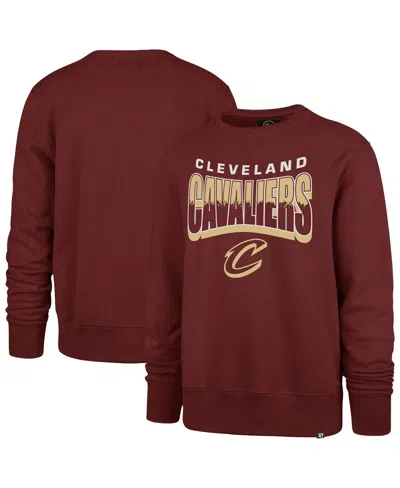 47 Brand Men's And Women's Wine Cleveland Cavaliers Brush By Headline Crewneck Sweatshirt In Burgundy