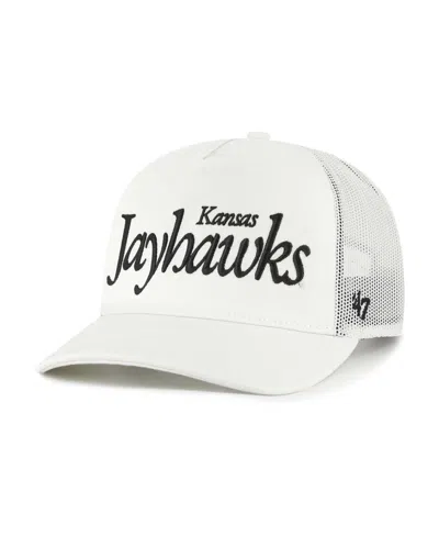 47 Brand Men's And Women'sâ Cream Kansas Jayhawks Foundation Script Adjustable Trucker Hat