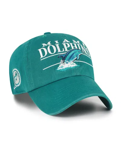 47 Brand Men's Aqua Miami Dolphins Throwback Graphic Clean Up Adjustable Hat In Green