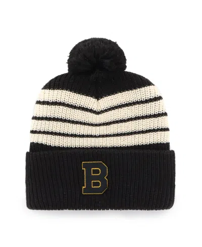 47 Brand Men's Black Boston Bruins Old Time Hockey Barn Cuffed Knit Hat With Pom