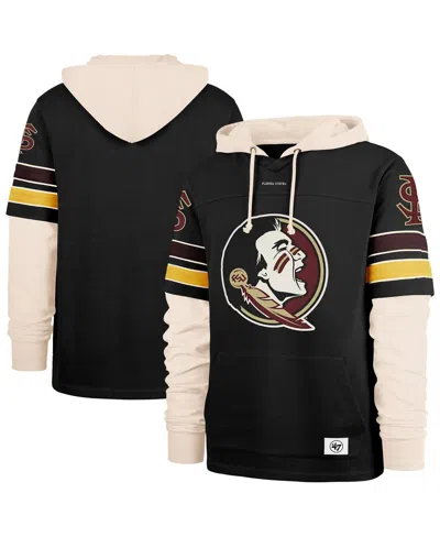 47 Brand Men's Black Florida State Seminoles Split Zone Cornerback Lacer Pullover Hoodie