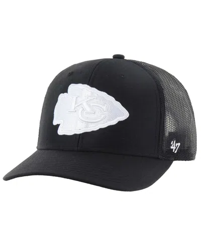 47 Brand Men's Black Kansas City Chiefs Trucker Adjustable Hat