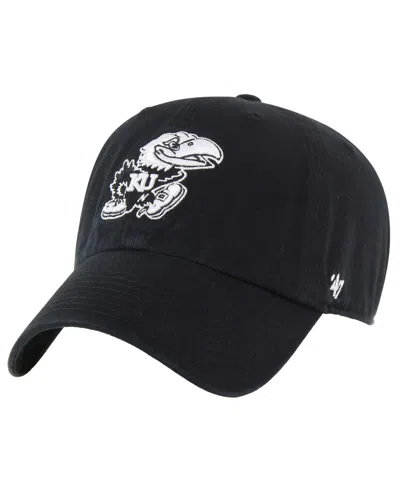 47 Brand Men's Black Kansas Jayhawks Clean Up Adjustable Hat