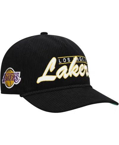 47 Brand Men's Black Los Angeles Lakers Double Header Sidepatch Cord Hitch Adjustable Hat