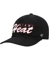 47 Brand Men's Black Miami Heat Double Header Sidepatch Cord Hitch Adjustable Hat In Black
