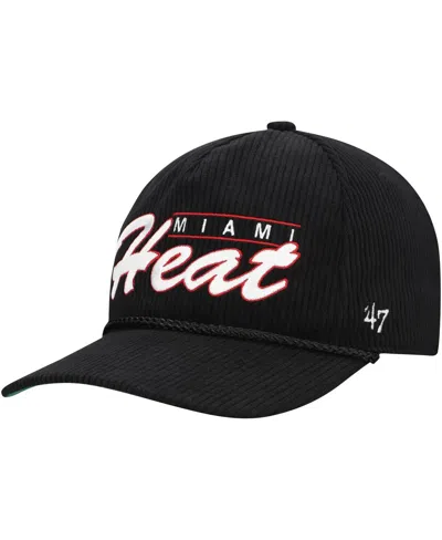 47 Brand Men's Black Miami Heat Double Header Sidepatch Cord Hitch Adjustable Hat