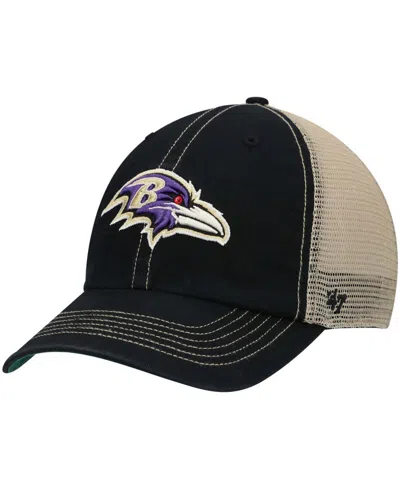 47 Brand Men's Black, Natural Baltimore Ravens Trawler Trucker Clean Up Snapback Hat In Black,natural