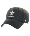 47 Brand Men's Black New Orleans Saints Dusted Relaxed Clean Up Adjustable Hat In Black