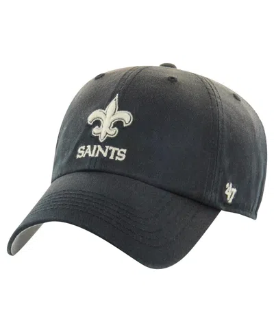 47 Brand Men's Black New Orleans Saints Dusted Relaxed Clean Up Adjustable Hat