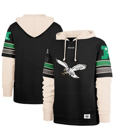 47 Brand '47  Black Philadelphia Eagles Throwback Split Zone Cornerback Duo Hoodie
