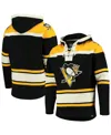 47 Brand Men's Black Pittsburgh Penguins Superior Lacer Pullover Hoodie In Black