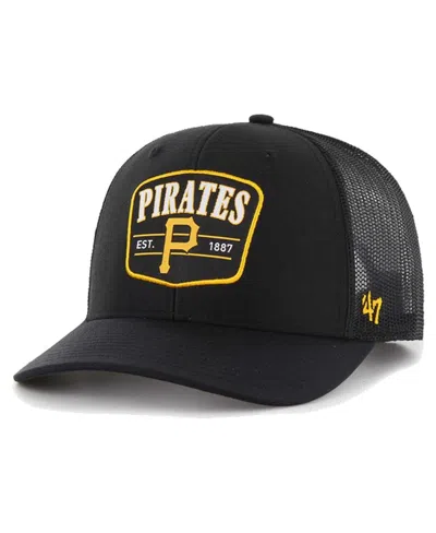47 Brand Men's Black Pittsburgh Pirates Squad Trucker Adjustable Hat In Blue