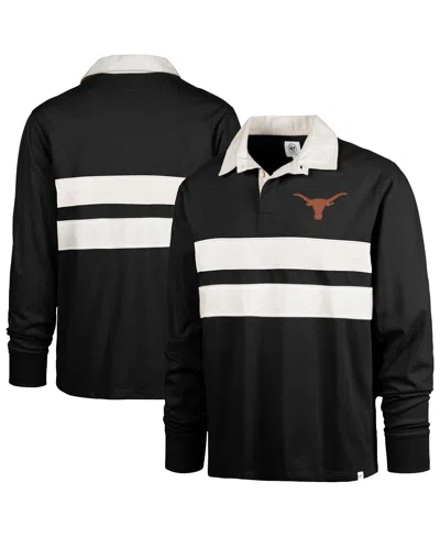 47 Brand Men's Black Texas Longhorns Clubhouse Knox Thames Long Sleeve Rugby Polo Shirt