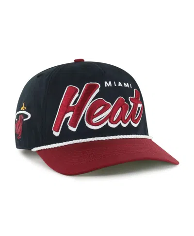 47 Brand Men's Black/red Miami Heat Dropshadow Rope Hitch Adjustable Hat