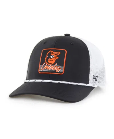 47 Brand Men's Black/white Baltimore Orioles Scratch Adjustable Trucker Hat In Black,white
