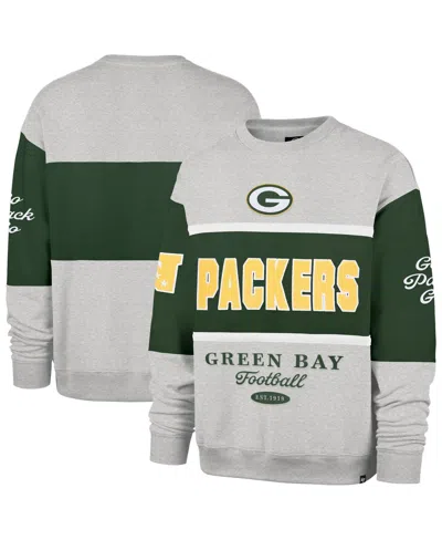47 Brand Men's Blockfield Maximalist Green Bay Packers Oversized Color-block Sweatshirt In Gray