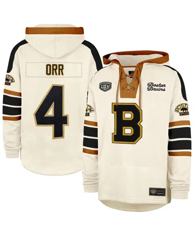 47 Brand Men's Bobby Orr Cream Boston Bruins Blue Line Heritage Name Number Lace-up Pullover Hoodie