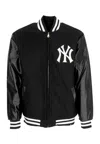 47 Brand Men's Bomber Jacket Mlb Wool Zip Up Neyyan Jet Black In Jet Black
