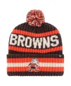 47 Brand Men's Brown Cleveland Browns Bering Legacy Cuffed Knit Hat With Pom In Brown