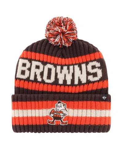 47 Brand Men's Brown Cleveland Browns Bering Legacy Cuffed Knit Hat With Pom