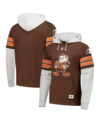 47 Brand Men's Brown Cleveland Browns Throwback Double Header Blitz Cornerback Pullover Hoodie