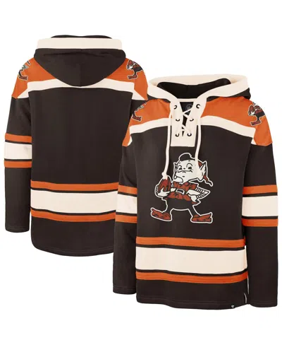 47 Brand Men's Brown Cleveland Browns Throwback Superior Lacer Hoodie In Black