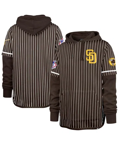 47 Brand Men's Brown San Diego Padres Pinstripe Double Header Pullover Hoodie