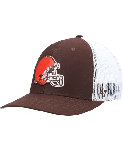 47 Brand Men's Brown, White Cleveland Browns Trucker Snapback Hat In Brown,white