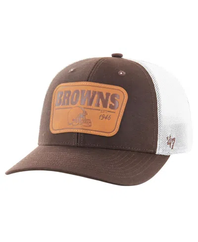 47 Brand Men's Brown/white Cleveland Browns Thrash Trophy Flex Hat In Brown,white