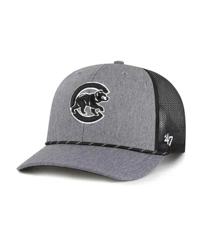 47 Brand Men's Charcoal Chicago Cubs Carbon Rope Trucker Adjustable Hat In Gray