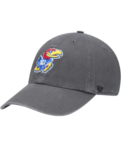 47 Brand Men's Charcoal Kansas Jayhawks Vintage Clean Up Adjustable Hat
