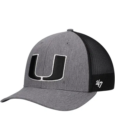 47 Brand Men's Charcoal Miami Hurricanes Carbon Trucker Adjustable Hat In Gray