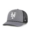 47 Brand Men's Charcoal New York Mets Carbon Rope Trucker Adjustable Hat In Gray