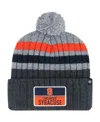 47 Brand Men's Charcoal Syracuse Orange Stack Striped Cuffed Knit Hat With Pom In Charcoal