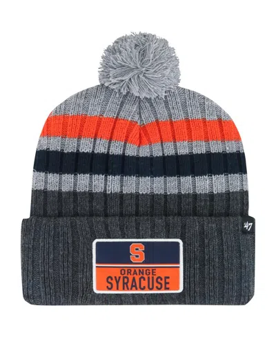 47 Brand Men's Charcoal Syracuse Orange Stack Striped Cuffed Knit Hat With Pom
