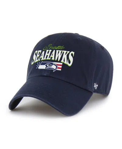 47 Brand Men's College Navy Seattle Seahawks American Flag Clean Up Adjustable Hat