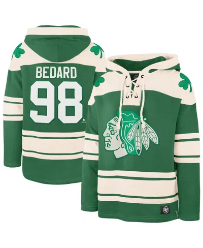 47 Brand Men's Connor Bedard Kelly Green Chicago Blackhawks St. Patrick's Day Player Name Number Lacer Pullov