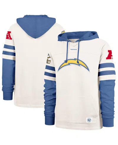 47 Brand Men's Cream Los Angeles Chargers Split Zone Cornerback Duo Lacer Hoodie In Neutral