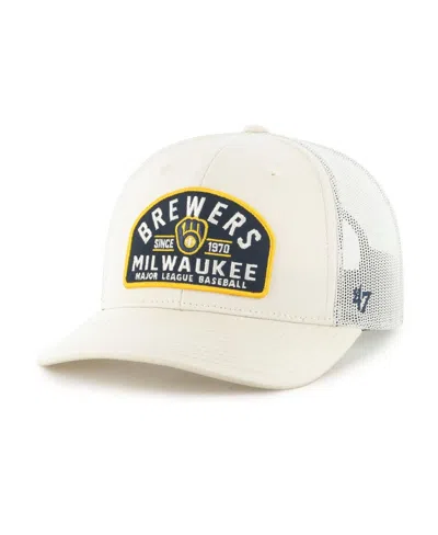 47 Brand Men's Cream Milwaukee Brewers Leland Adjustable Trucker Hat In Neutral