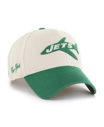 47 Brand Men's Cream/kelly Green New York Jets Fairfield Mvp Throwback Adjustable Hat
