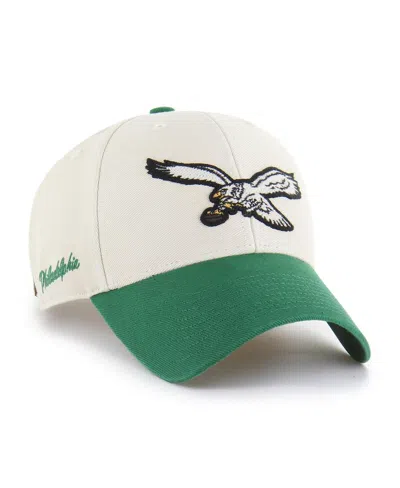 47 Brand Men's Cream/kelly Green Philadelphia Eagles Fairfield Mvp Throwback Adjustable Hat