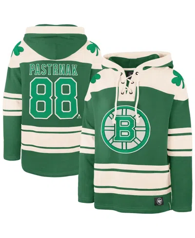 47 Brand Men's David Pastrnak Kelly Green Boston Bruins St. Patrick's Day Player Name Number Lacer Pullover H