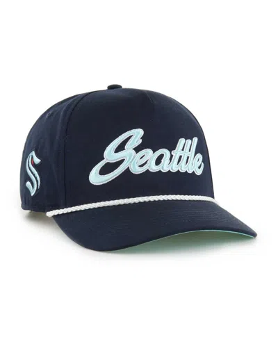 47 Brand Men's Deep Sea Blue Seattle Kraken Overhand Logo Side Patch Hitch Adjustable Hat In Black