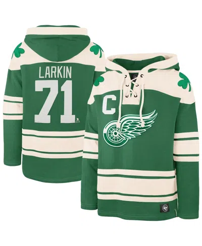 47 Brand Men's Dylan Larkin Kelly Green Detroit Red Wings St. Patrick's Day Player Name Number Lacer Pullover
