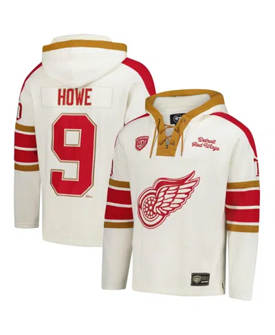 47 Brand Men's Gordie Howe Cream Detroit Red Wings Blue Line Heritage Name Number Lace-up Pullover Hoodie