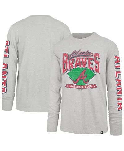 47 Brand Men's Gray Atlanta Braves Big Tall Distressed Franklin Long Sleeve T-shirt