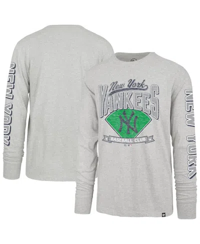 47 Brand Men's Gray New York Yankees Fair Ball Franklin Long Sleeve T-shirt